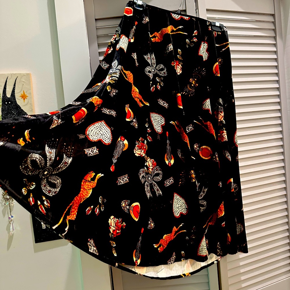 ANTHROPOLOGIE Maeve Black Velour pleated Skirt